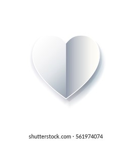 Valentine's day abstract background with paper cut heart isolated on white background. Vector. Hearts for Holiday Invitation, anniversary, Medical icon, love symbol, romantic poster advertising HEALTH