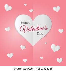 Valentine's day abstract background with papercut hearts