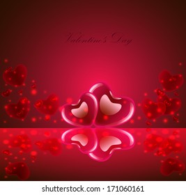 Valentine's Day, abstract background with red hearts, valentine postcard