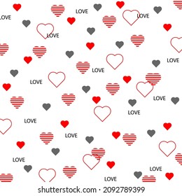 Valentine's day abstract background with red hearts - vector image