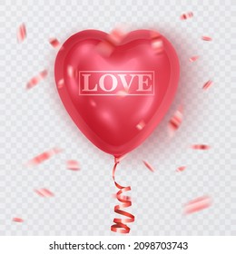 Fondo abstracto del día de San Valentín con forma de globo 3d rojo Corazón. 14 de febrero, amor. Tarjeta de saludo de boda romántica, formato vectorial
