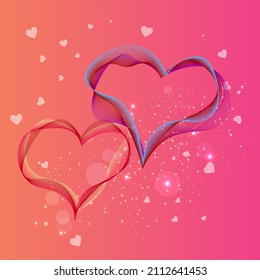 Valentine's day abstract background with red and white hearts with festive light