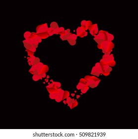Valentine's day abstract background with red and white hearts with festive light