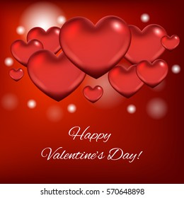 Valentine's day abstract background with red hearts