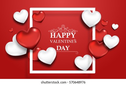 Valentine's day abstract background with red hearts