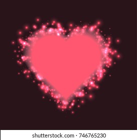 Antecedentes abstractos del día de San Valentín con corazones rojos y blancos con luz festiva