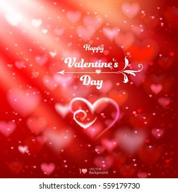 Valentine's Day. Abstract background with shiny hearts. Vector Eps 10.