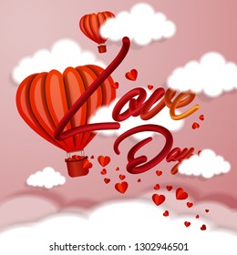 Valentine's day abstract background with text romance greeting card with red and pink hearts background - Vector