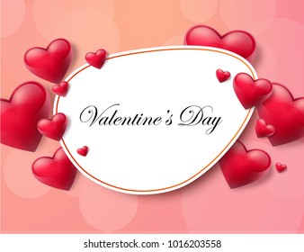 Valentine's day abstract background TextBox with beautifull hearts. Vector illustration