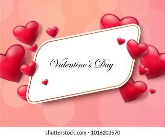 Valentine's day abstract background TextBox with beautifull hearts. Vector illustration