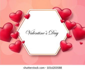 Valentine's day abstract background TextBox with beautifull hearts. Vector illustration