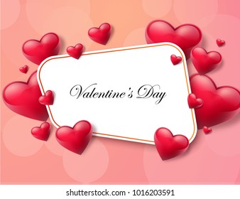 Valentine's day abstract background TextBox with beautifull hearts. Vector illustration
