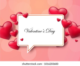 Valentine's day abstract background TextBox with beautifull hearts. Vector illustration