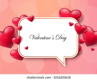 Valentine's day abstract background TextBox with beautifull hearts. Vector illustration