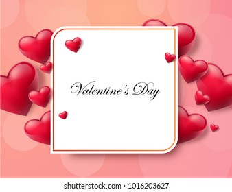 Valentine's day abstract background TextBox with beautifull hearts. Vector illustration