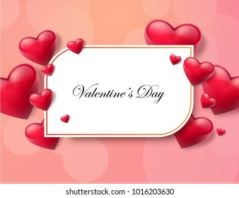 Valentine's day abstract background TextBox with beautifull hearts. Vector illustration