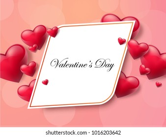 Valentine's day abstract background TextBox with beautifull hearts. Vector illustration