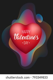 Valentine's day abstract background. Vector concept illustration. 3d big red heart. Cute love sale banner, postcard, greeting card