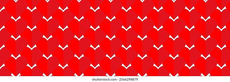 Valentine's day abstract geometric seamless pattern bauhaus. Mosaic minimalist background, banner, template with simple shapes, hearts.