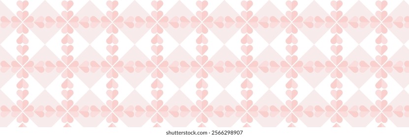 Valentine's day abstract geometric seamless pattern bauhaus. Mosaic minimalist background, banner, template with simple shapes, hearts.
