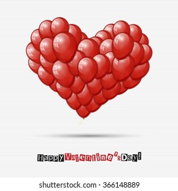 Valentine's Day abstract heart made of red balloons for your design