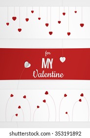 Valentine's day abstract multiple card background three in one or with cut paper heart and text. Vector illustration that Can be used as a set or as individual pages in the form of banner.