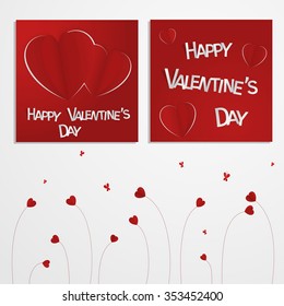 Valentine's day abstract multiple card background two in one or with cut and folded paper hearts flowers. Vector illustration that Can be used as a set or as individual pages in the form of banner.