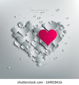 Valentines day. Abstract paper hearts. Love