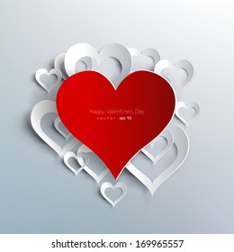 Valentines day. Abstract paper hearts. Love