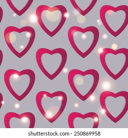 Valentines day. Abstract paper hearts. Love. Valentine background with hearts. Seamless pattern