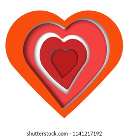 Valentine's day abstract romantic background with cut paper hearts. Vector illustration. International holiday of lovers. Festive banner or poster