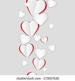 Valentines Day abstract seamless background with paper  hearts.