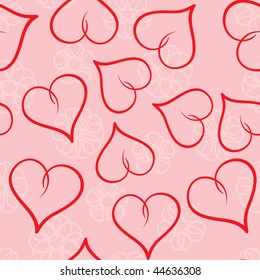 Valentine's day abstract seamless background with red hearts. Vector illustration.