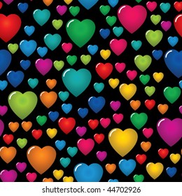 Valentine's day abstract seamless background with multicolor hearts. Vector illustration.