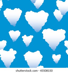 Valentine's day abstract seamless background with clouds heart-form. Vector illustration.