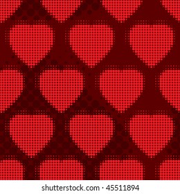 Valentine's day abstract seamless background with red hearts. Vector illustration.