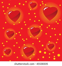 Valentine's day abstract seamless background with red hearts. Vector illustration.