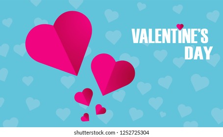 Valentines Day Abstract Vector with Pink Heart Shapes and Valentines Day Text Background