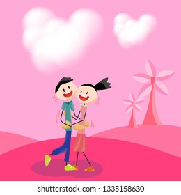 Valentine's Day activity, flat cartoon concept.