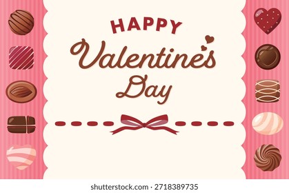 Valentinstag ,Valentinstag Werbematerial - Hintergrund mit Schokolade und Farbband Rahmen ,Vorlage , Hintergrundmaterial , Werbung