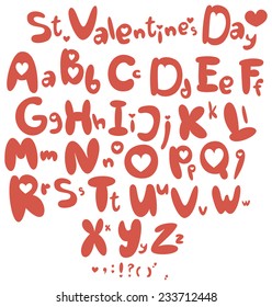 Valentine's Day alphabet. ABC Love. Saint Valentine's Day Font.