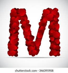 Valentine`s Day Alphabet of Hearts Vector Illustration EPS10