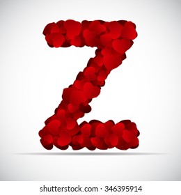 Valentine`s Day Alphabet of Hearts Vector Illustration EPS10