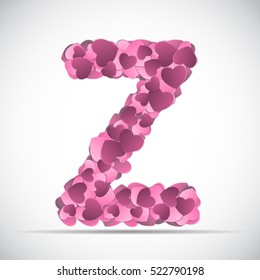 Valentine`s Day Alphabet of Hearts Vector Illustration EPS10