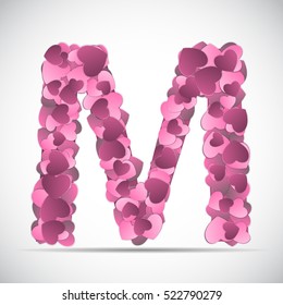 Valentine`s Day Alphabet of Hearts Vector Illustration EPS10