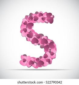 Valentine`s Day Alphabet of Hearts Vector Illustration EPS10