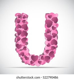 Valentine`s Day Alphabet of Hearts Vector Illustration EPS10