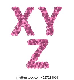 Valentine`s Day Alphabet of Hearts Vector Illustration EPS10