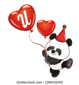 Valentine's day alphabet with red balloon, U