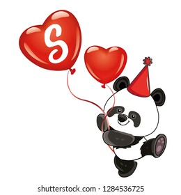 Valentine's day alphabet with red balloon, S